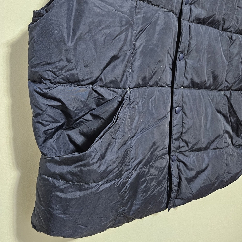 LANDS' END‎ Mens Goose Down Puffer Vest Nylon Insulated Gorpcore Snaps Blue XL - Picture 4 of 10